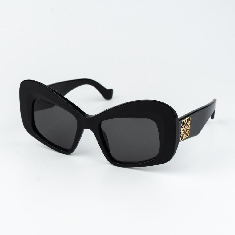 Loewe ANAGRAM Women Sunglasses Black Grey Cat Eye LW40128I 01A NEW AUTHENTIC